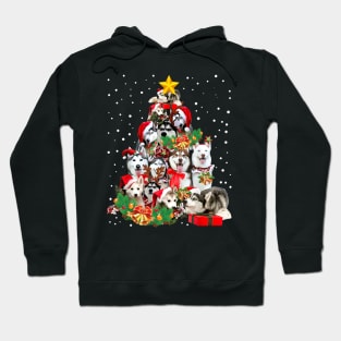 Siberian Husky Christmas Tree Hoodie